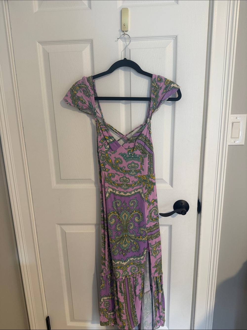 Urban outfitters Lilac Paisley Maxi Dress with Crisscross Straps